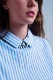 Cropped Striped Shirt in Blue
