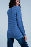 Blue Dropstitch Knitted Sweater