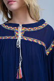Embroidered Navy Blouse