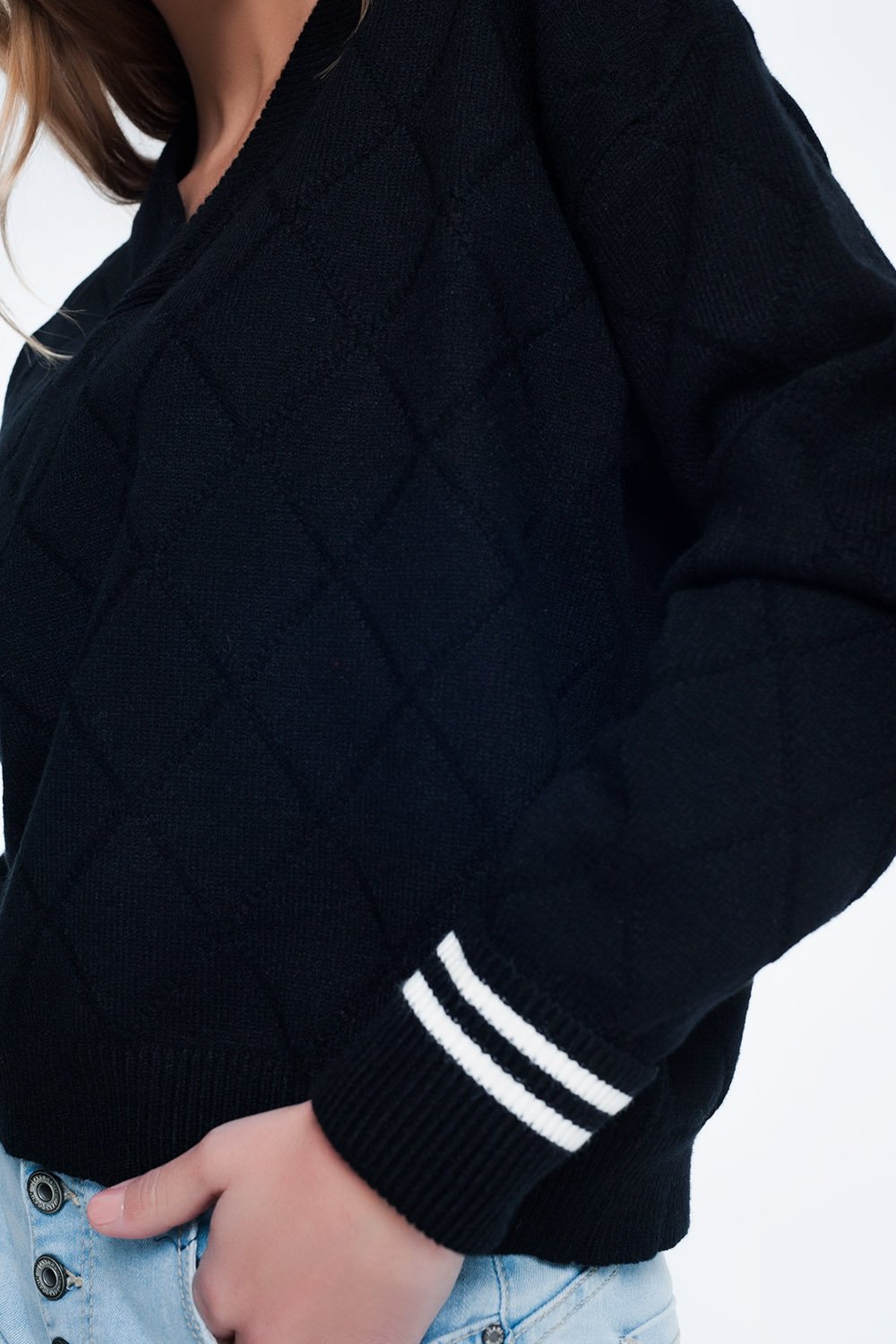 Black Sweater With Diamond Pattern