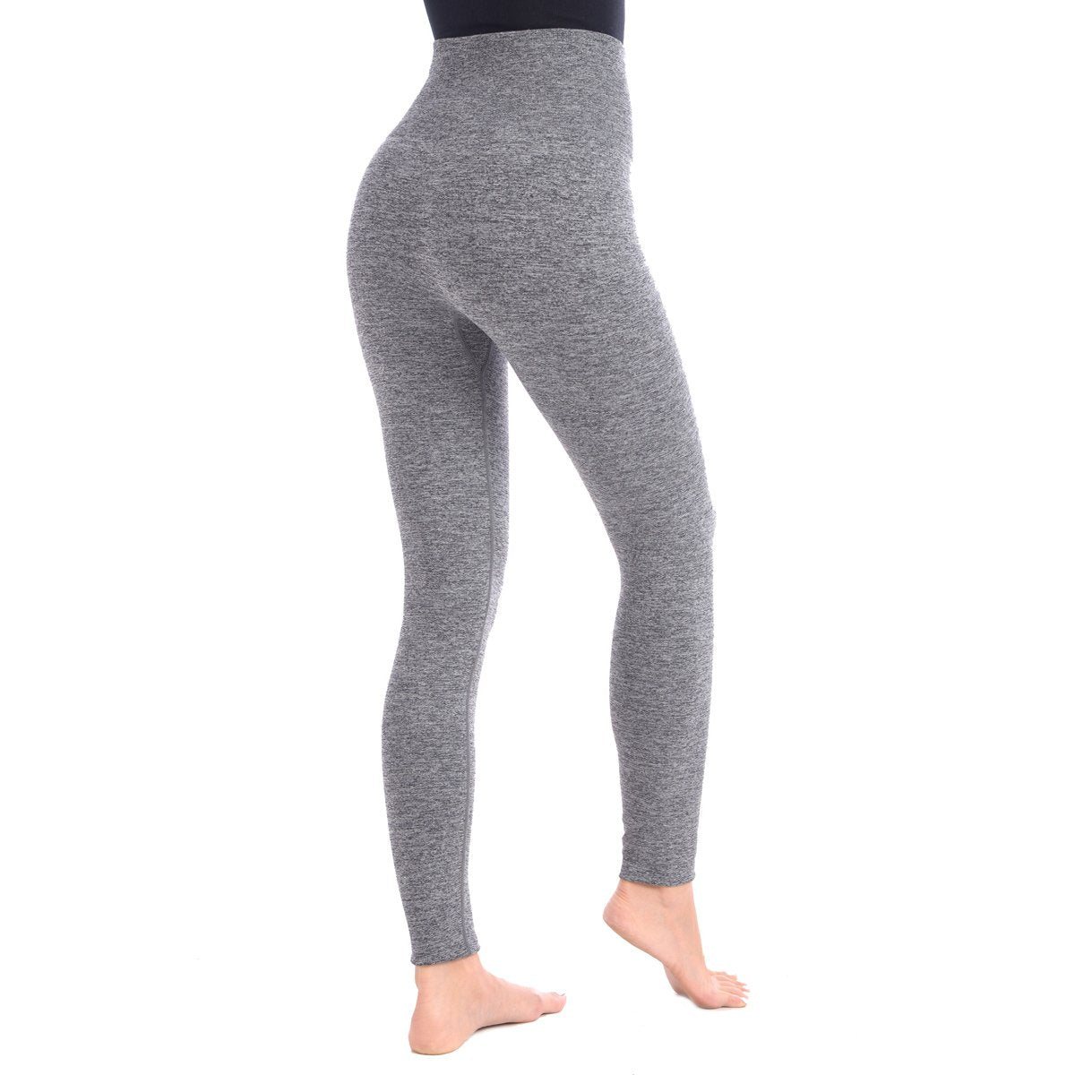 Look at Me Leggings With Double Lyaer 5" Hi-Waistband - Grey Mix