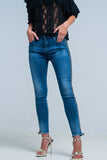 Blue Denim Pants With Gold and Black Sideband