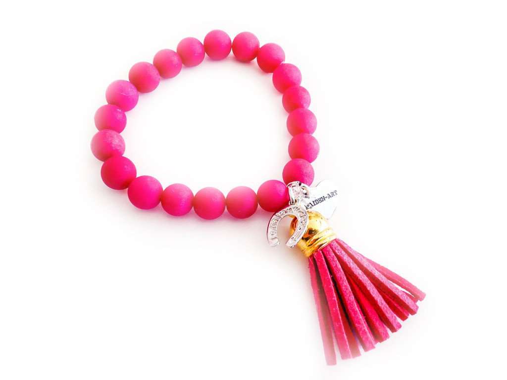Colorful Beaded Bracelet With Suede Tassel. 5 Colors Available.