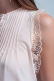 Beige Sleeveless Top With Lace Details