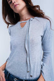 Gray Sweater With Bell Sleeves