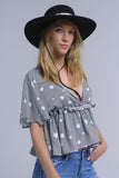 Black Top With Stars and Ruffle