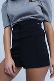 Black Short With Tie Detail