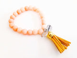 Colorful Beaded Bracelet With Suede Tassel. 5 Colors Available.