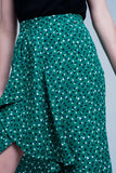 Green Skirt With Flower Print