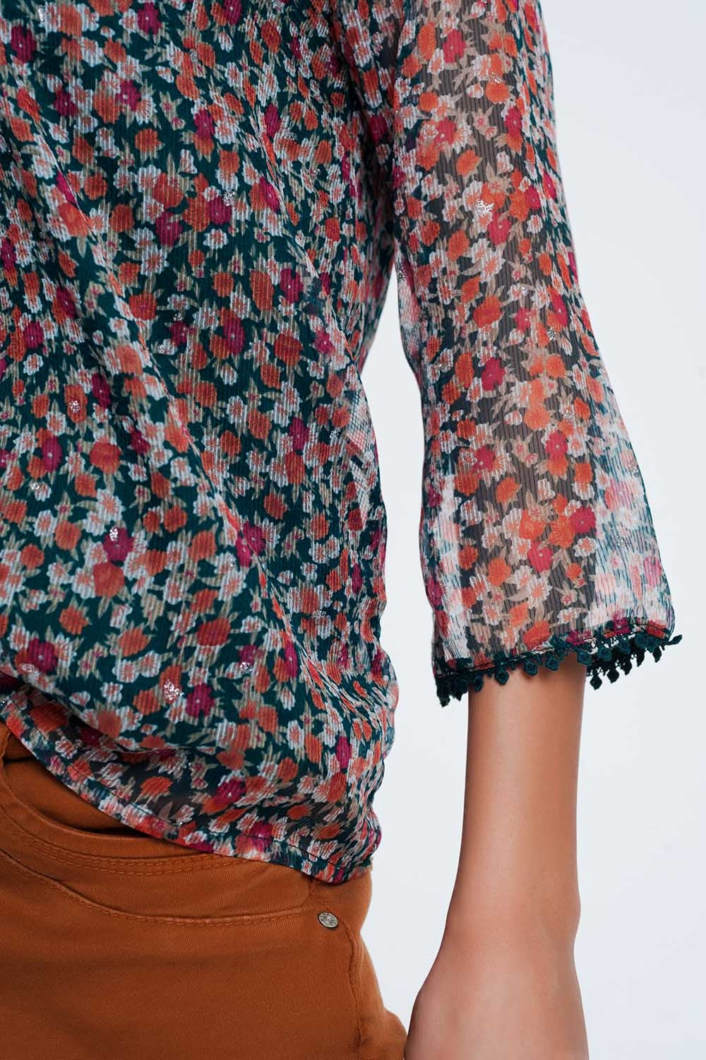 Green Shirt With Floral Print