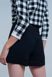 High Waist Black Short With Lace Detail