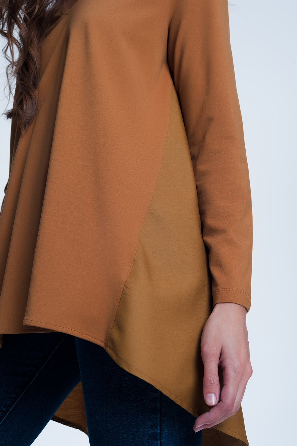 Long  Brown T-Shirt With Long Sleeves