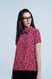 Red Shirt With White Flowers Print