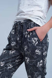 Black Pants With Floral Print