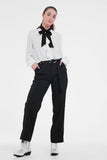 Black Pants With Wide Legs and Low Hem