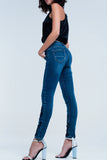 Skinny Blue Jeans With Strass