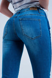 Denim Jeans With Blue Side Stripe
