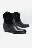 Black Western Sock Boots With Suede Detail