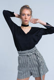 Black Knit Sweater With Gold Lurex Detail