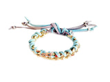 Friendship Bracelet With Gold Chains, Colorful Suede Ribbons and Infinity Charms.