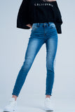 Skinny Jeans With White Side Stripe