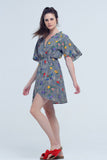 Mini Dress With Colourful Flower Print