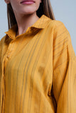 Mustard Shirt Thin Black Stripes