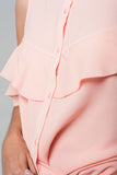 Cold Shoulder Ruffled Shirt in Pink