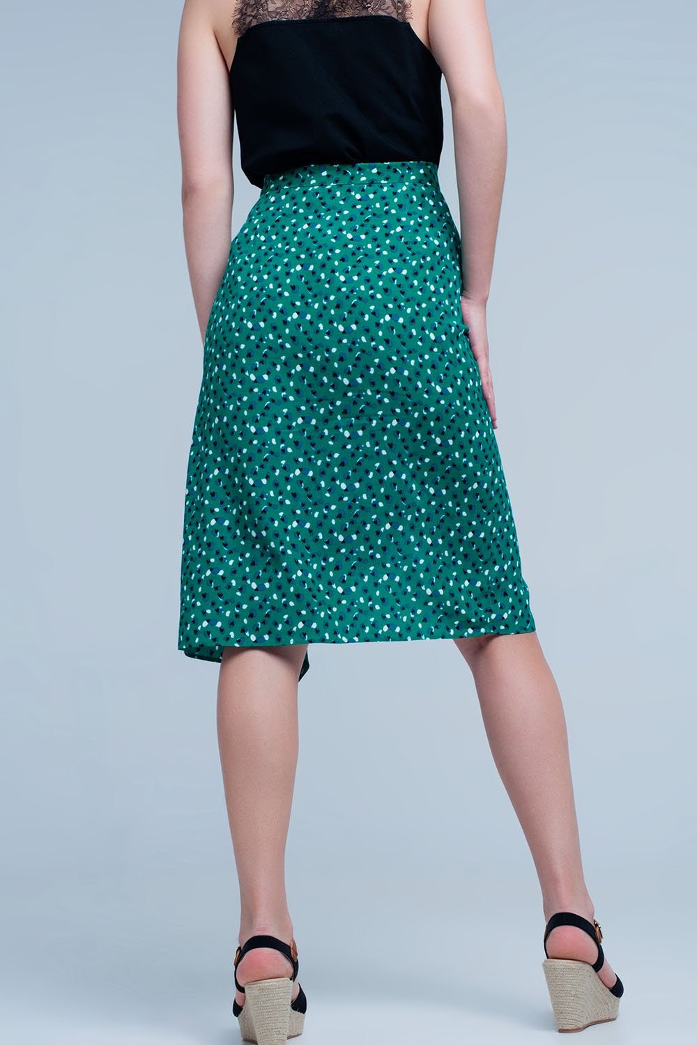 Green Skirt With Flower Print