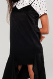 Asymmetric Hem Slip Dress in Black