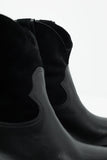 Black Western Sock Boots With Suede Detail