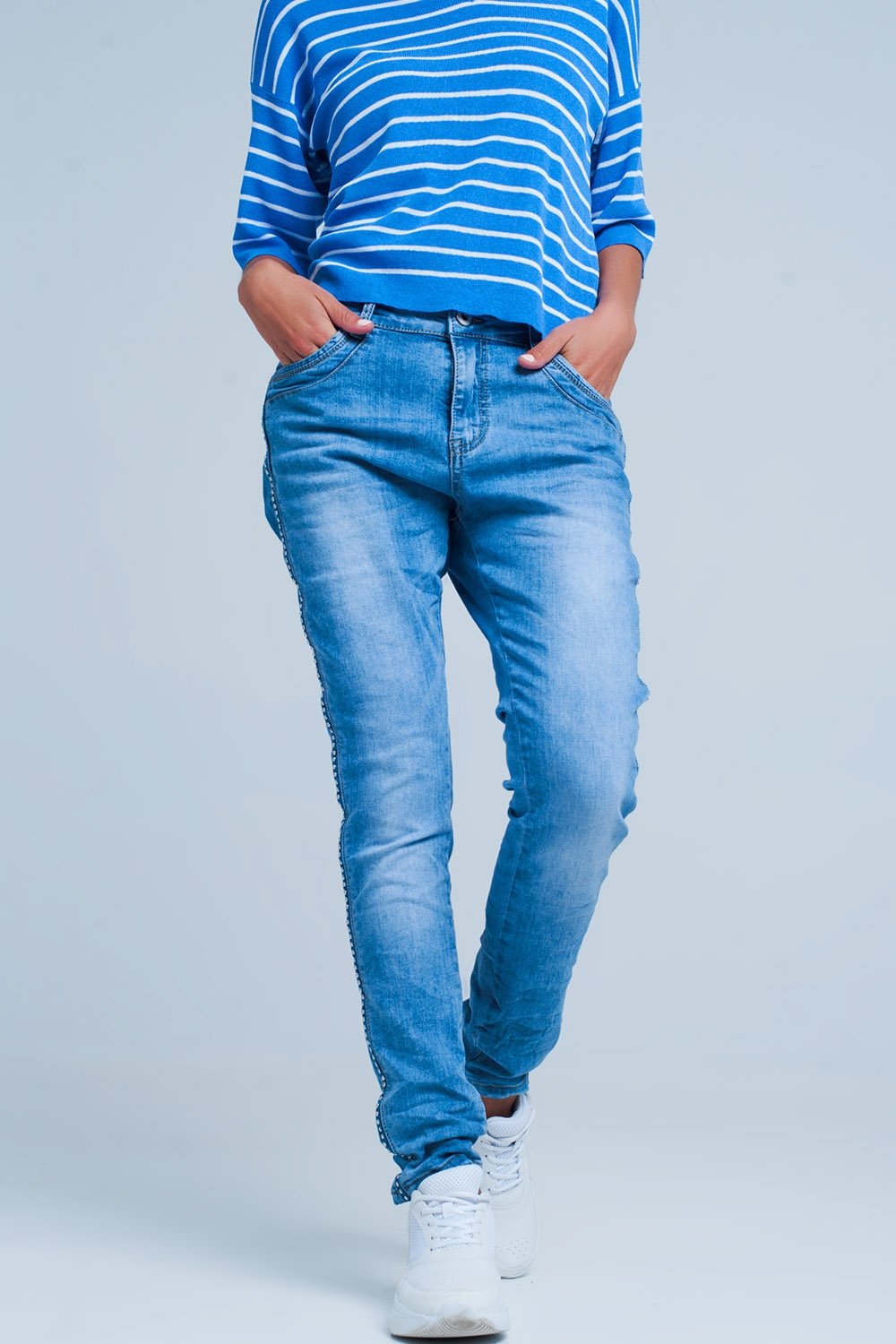 Embellished Side Boyfriend Jeans