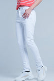 White Wrinkled Skinny Jeans