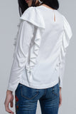 Top With Ruffle Detail in Cream