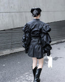 Daoko Pleated Puff Long Sleeve Shirt - Black