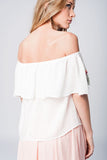 Off Shoulder Ruffle White Blouse
