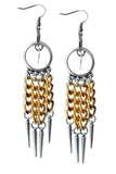 Silver Plated Chandelier Earrings With Studs and 18kt Gold Plated Chains.