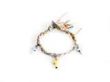 Friendship Bracelet With Golden Crosses, Colorful Suede Ribbons and Rhinestones. Coachella Bracelets, Boho Chic Bracelet