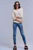 Skinny Embroidered Jeans