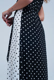 Black White Wrap Dress With Polka Dots