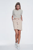 Mini Beige Skirt With Front Buttons