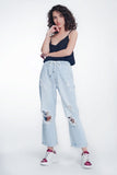 High Rise Straight Crop Jeans in Lightwash Blue
