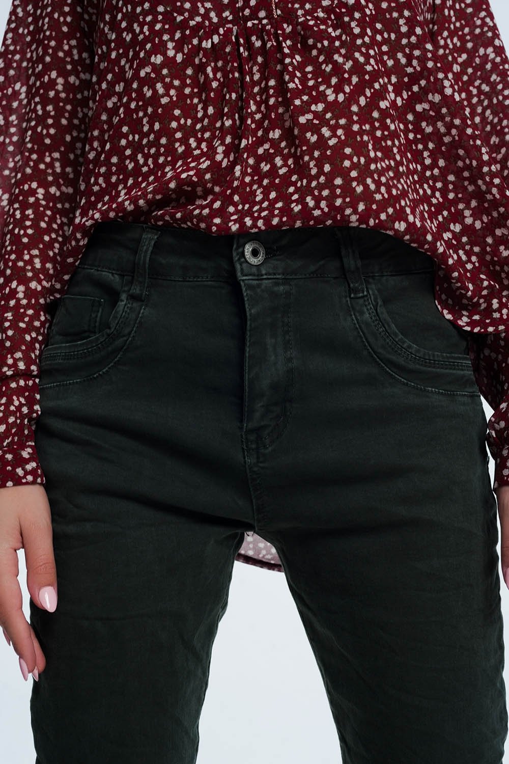 Drop Crotch Skinny Jean in Khaki