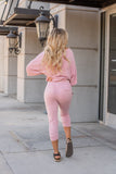Lazy Weekend French Terry Joggers- Pink