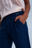 Navy Shiny Pants