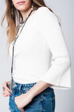 White Textured Knitted Sweater