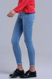 Light Blue Skinny Jeans With Fringes