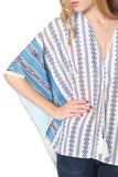 Blue Oversized Poncho Top in Tribe Print